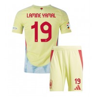 Camiseta España Lamine Yamal #19 Segunda Equipación Replica Eurocopa 2024 para niños mangas cortas (+ Pantalones cortos)